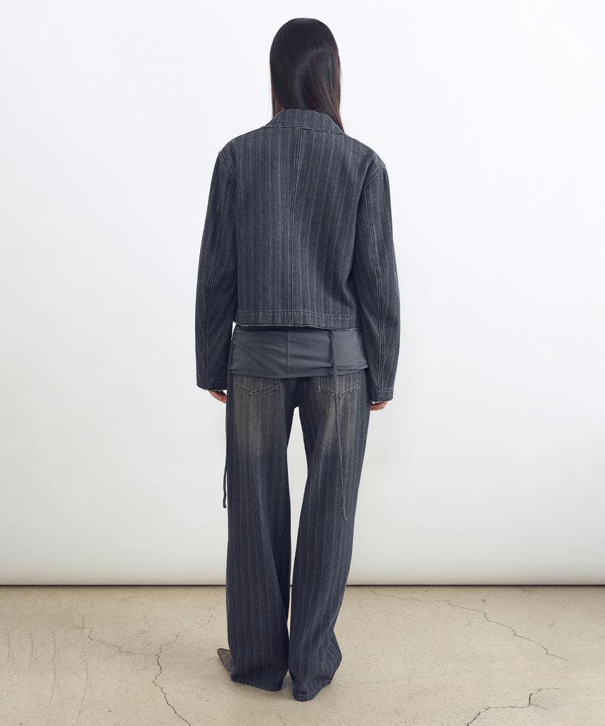 Insilence Woman Surface Slub Straight Denim Dark Grey