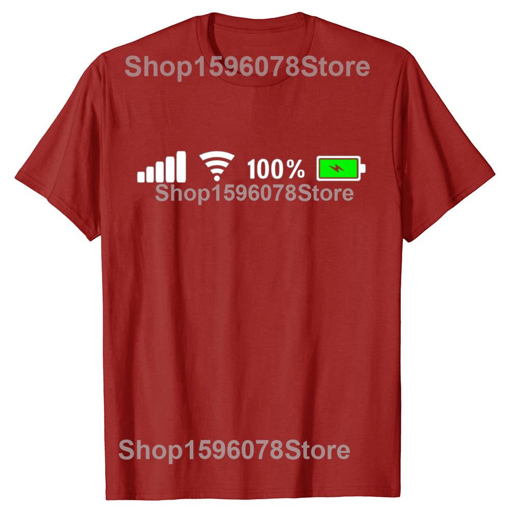 Funny Signal Wifi Battery Graphic 100% Cotton T-shirts Men Women's Fashion Casual Tshirt Loose Oversized Streetwear T Shirt