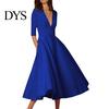 Women Flowing Long Dresses Midi Dress Deep V Neck A-line Flowy Hem Solid Color Half Fashionable Sleeves Pure Dating Prom Party Banquet Evening V-neck