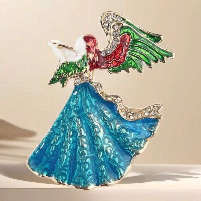 Unique Angel Brooch Pin with Sparkling Rhinestones Unique Angel Brooch Alloy Texture for Multifuntional Outfit Styling
