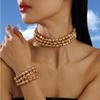 Accessories, Exaggerated and Simple Special-shaped Beaded Multi-layer Stacked Punk Collarbone Chain Bracelet Set