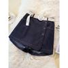 South Korea Dongdaemun Fashion Commuter Ol Summer High Waist A- Line Cover Casual Denim Short Culotte Send Belt M-4XL