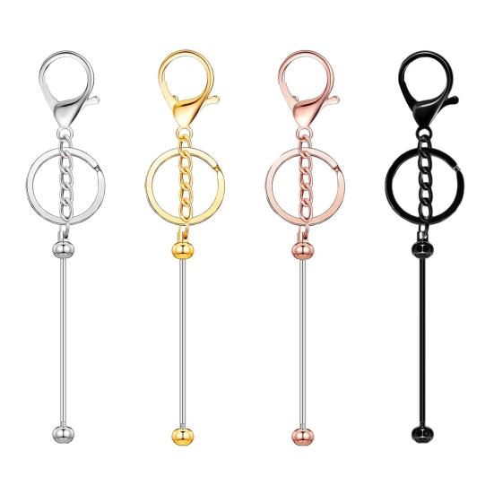 12Pcs DIY Beaded Key Chain Rust-Proof Durable Handmade Keychain Pendants Classroom Reward Keychain Crafting Tools