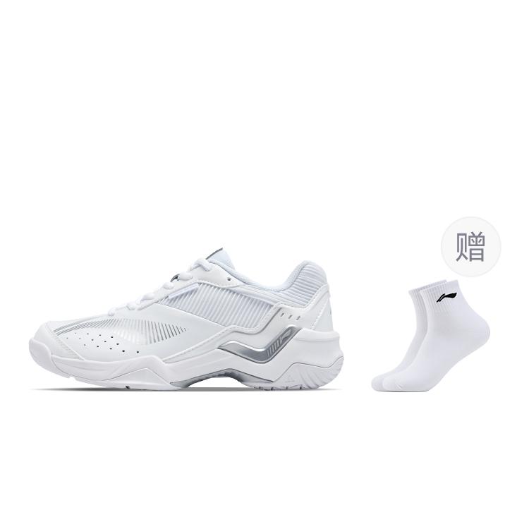 Li Ning Thunder Sonic Boom Amortizare Rezistent la Alunecare Respirabil Partea Joasă Pantofi de Badminton Unisex Alb Argintiu AYTV005-4