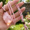 Natural Handcrafted Geometric Crystal Pendant Necklace With Energy Gemstones For Style