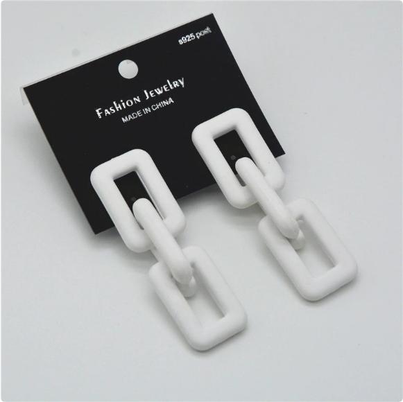

Lightweight Dangle Chain Link Earrings Geometric Rectangular Resin Links Modern Statement Jewelry for Women and Girls белый