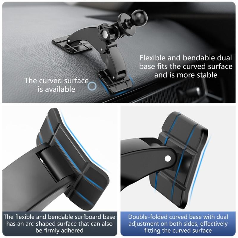 Universal Vehicle Phone Holder With 17mm Ball Head Base Heat Resistant ABS Construction For Secure Positioning