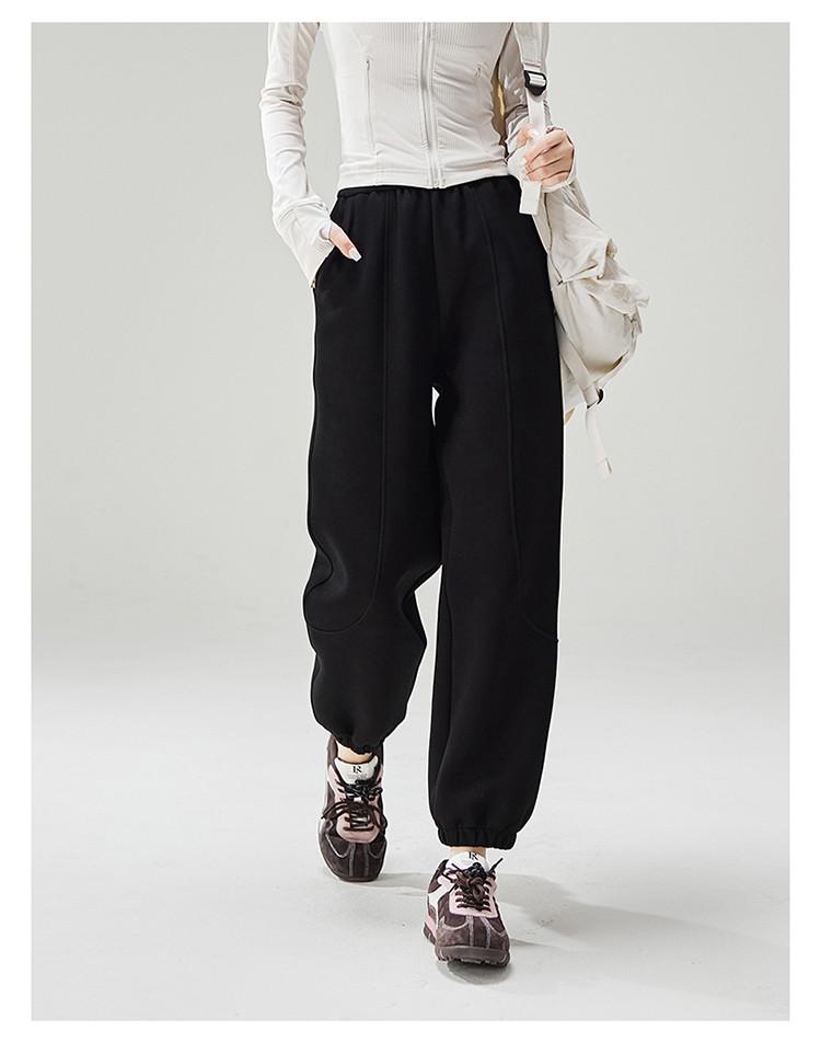 Elastic Waist Casual Sports Pants with Leg Ties for Women