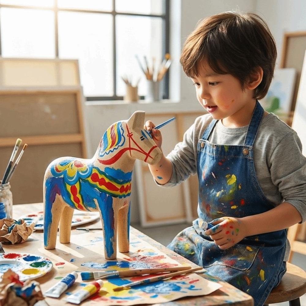 DIY Drawing Unpainted Horse Statue Handmade Painting Horse Figure  Festive Event