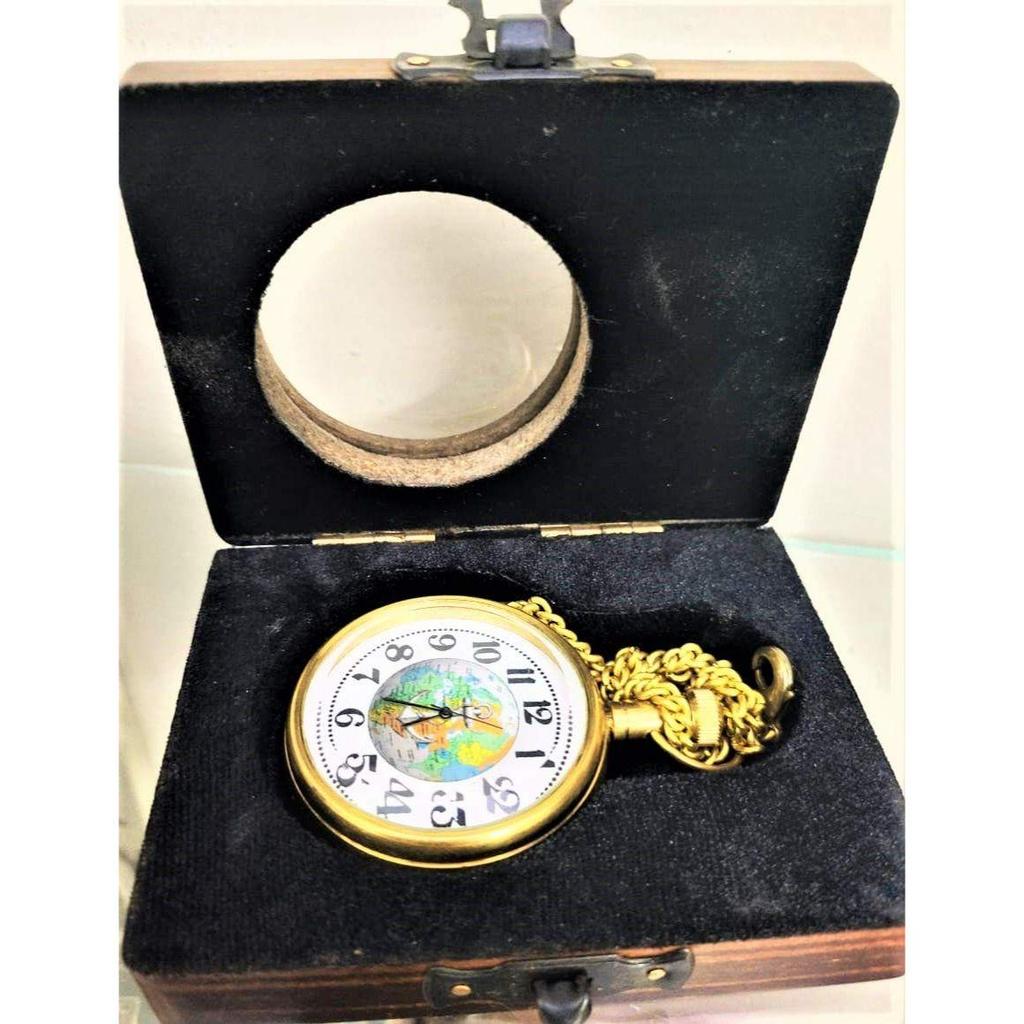 Deals of Antique Handmade Gift Items for Lover, Friends and Relatives Antique Golden Pocket Watch with Wooden Box