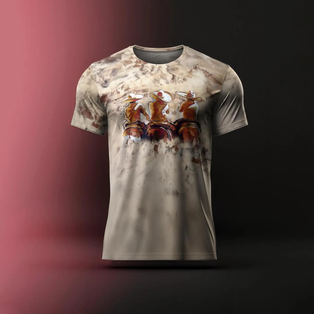 Cowboy Men's T Shirt Summer Fashion Short Sleeve Oversized Clothing Retro T-Shirts Pattern Print Male Casual Crew Neck Pullover