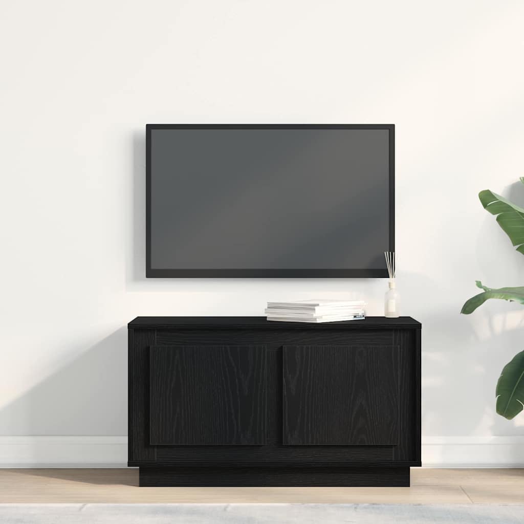 TV Cabinet in Black Oak Look 80 x 35 x 45 cm Engineered Wood