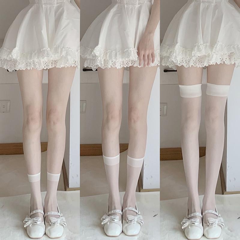 Women Sexy Thin Sheer Stockings Ballet Style Overknee Silk Socks Transparent Crystal Stockings Cosplay JK Girls Thigh High Socks