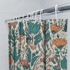 Floral Print Shower Curtain Waterproof Bathroom Decor Fabric Shower Caves With Hooks, Green Orange 3D Pattern (72X84 Inches)