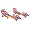 Sun Loungers Set of 2 with Cushions Solid Acacia Wood