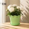 Flower Pots for Home Decor Wavy Edge Planter with Saucer, Thickened Pot Small Garden Container Drainage Holes, Modern Plant Indoor Outdoor Plants