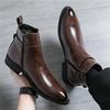 Designer Winter Fashion New Men's Pointed Brown Black Chelsea Ankle Boots Botas Male Casual High-tops Punk Rock Shoes