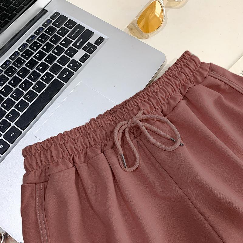 Shorts Women's Summer Korean Version Loose Tight Waist Lace-up Solid Color High Waist Sports Slimming Hot Pants