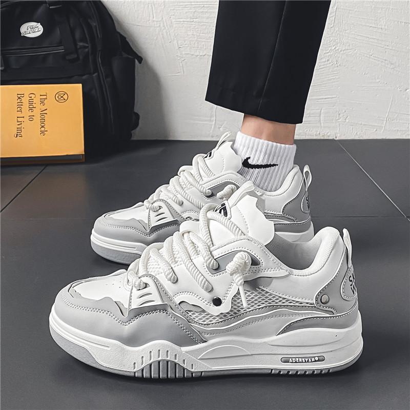 Men Vulcanized Shoes Trendy Personalized Teenagers Casual Shoes Round Toe Lace Up Plus Size Platform Shoes