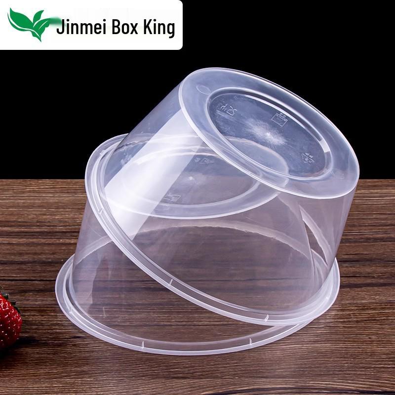 1000ml Round Transparent Plastic Takeaway Food Container with Lid