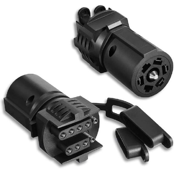 Trailer Plug Adapter 7 Way Round To 4 And 5 Flat Blade Trailer Connector Plug,7 To 5 Pin And 4 Pin Trailer Plug Adaptor 2-In-1 Design