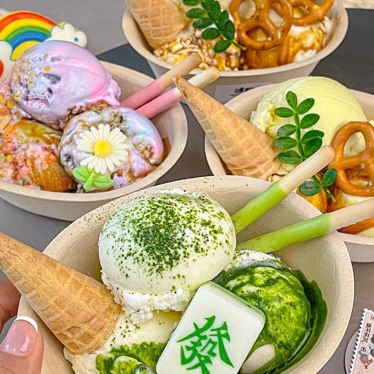 Internet-Star Eisbecher Toppings: Kegel-, Obst-, Salat-, Kuchen- und Eisschab-Dekorationen für den gewerblichen Gebrauch