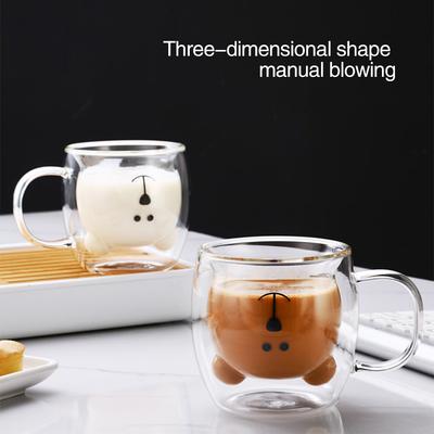 Tasse Süßer Bär Tier Doppelwandiges Glas Kaffeetasse Mit Henkel Glas Milch Tasse Kaffeetasse Für Kinder Weihnachtsgeschenk 250ml Glas