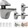 4Pcs Glass Shelf Brackets, Glass Clamp Wall-Mounted, Glass Shelf Holder, Floating Wood and Glass Bracket, Adjustable Glass Shelf Bracket For