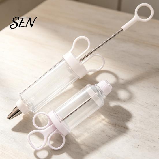 Handheld Cream Dispenser Cake Decorating Kit, Cupcake Icing Piping Tool with 6 Stainless Steel Nozzles, Clear Home Baking Equipment Set for
