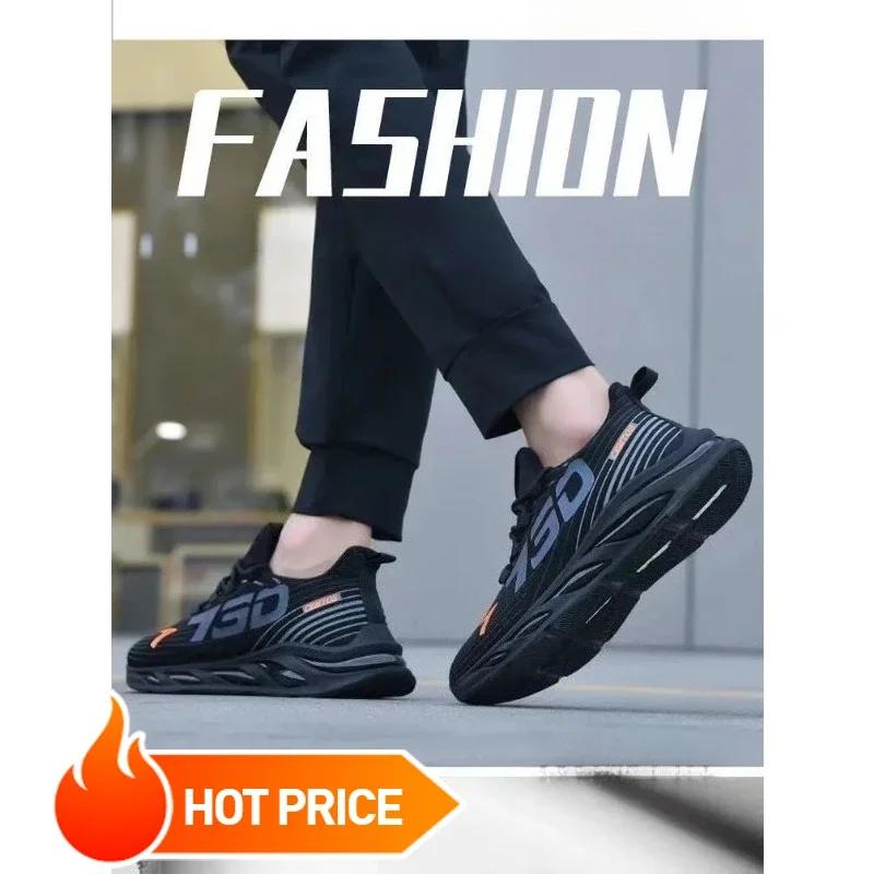 

Мужские кроссовки для бега, спортивные кроссовки для улицы, мужские вулканизированные кроссовки на плоской подошве, повседневные кроссовки для мужчин, обувь 2025, обувь нового бренда 44 чёрный