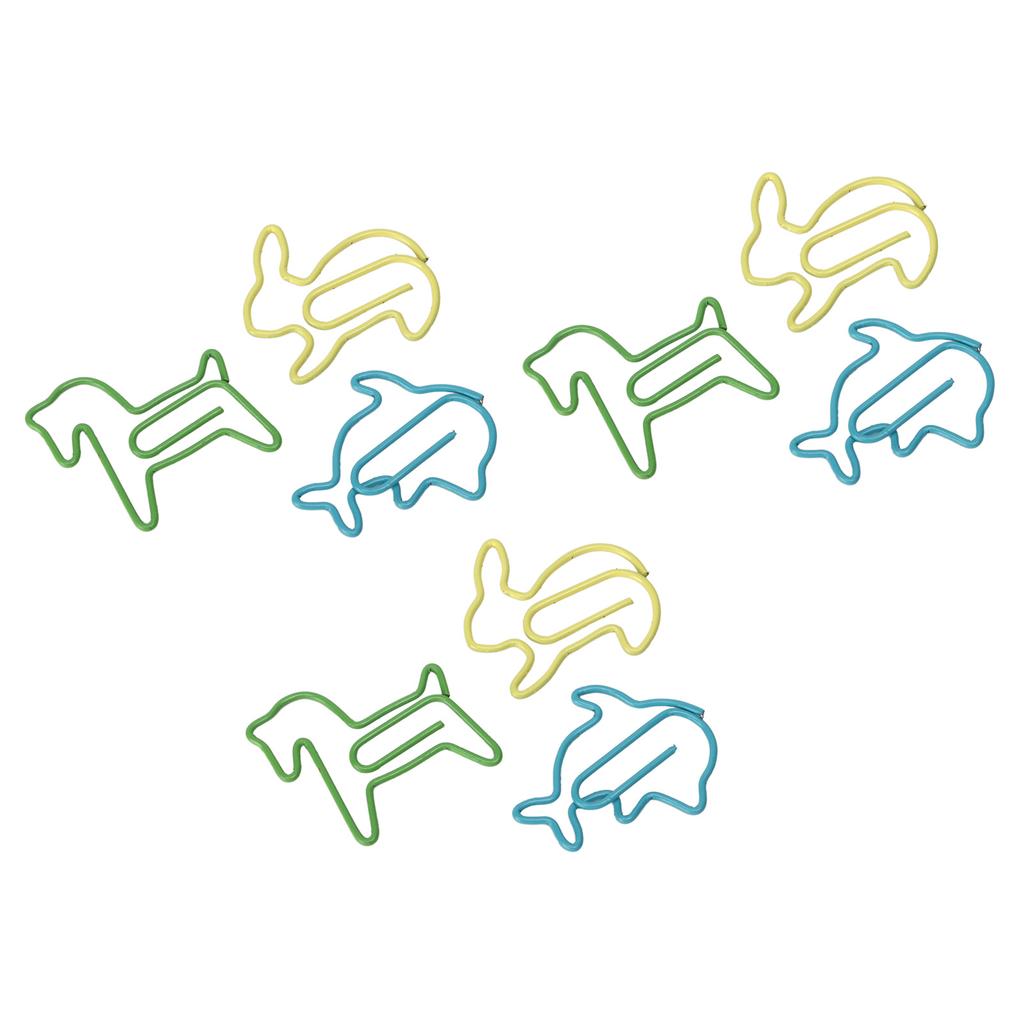 32 Box Paper Clips 3 Colors Innovative Pony Rabbit Dolphin Combo Small Metal Paperclips for Paperwor