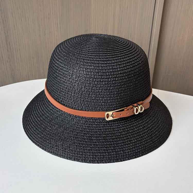 Vacation Wind Belt Buckle Small Edge Beach Hat Ladies Casual Sun Hat British Fashion UV Protection Straw Hat