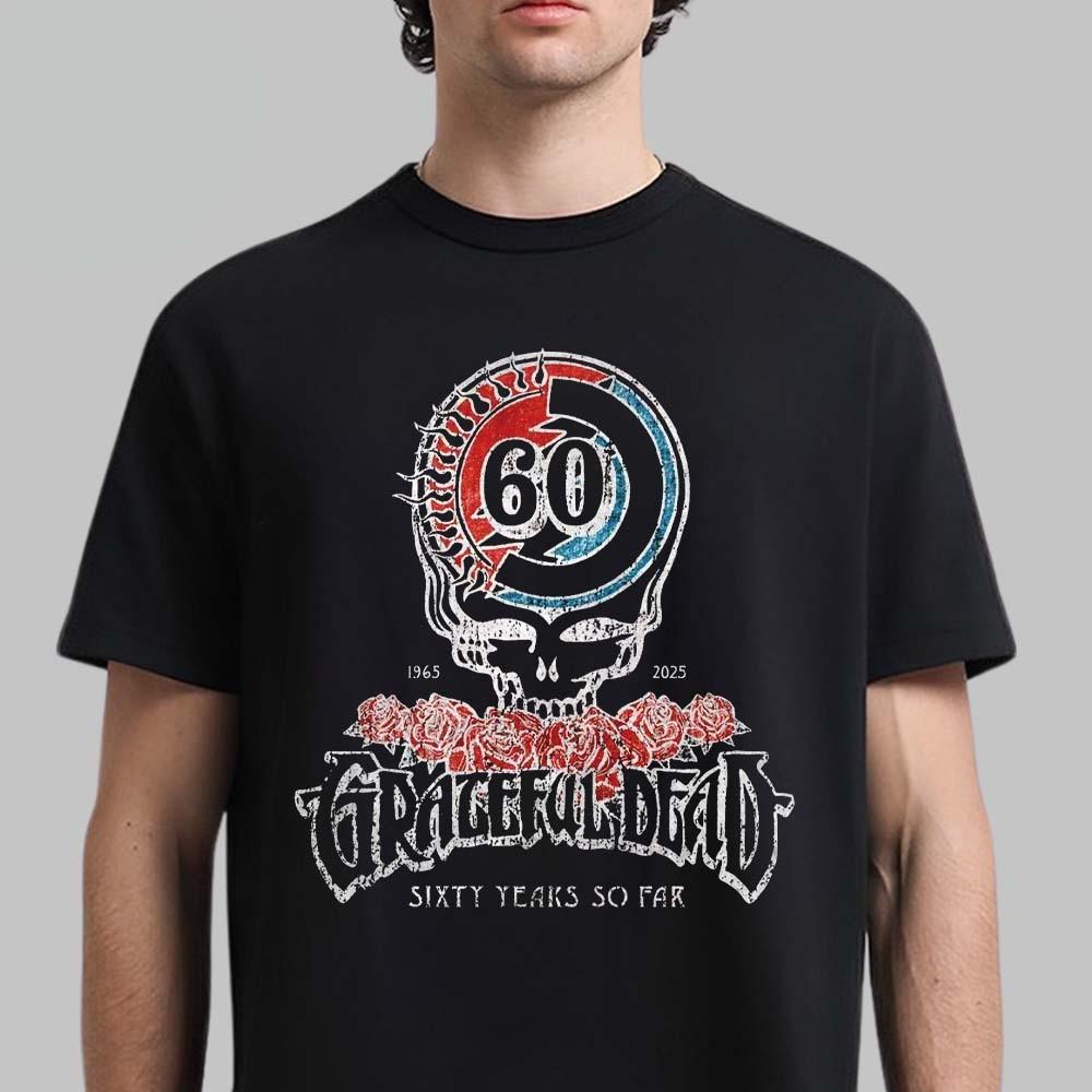 Grateful Dead Sixty Years So Far 1965 2026 60th Anniversary Stealie Logo T-Shirt S