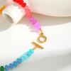 Boho Colorful Natural Stone Necklace for Women, Stainless Steel OT Buckle Rainbow Bead Choker Necklace ,Summer Handmade Jewelry