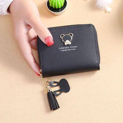 2023 Portafoglio Mini Carino con Nappa a Orsetto: Stile Giapponese e Coreano, Portamonete Corto con Cerniera e Porta Carte da Donna