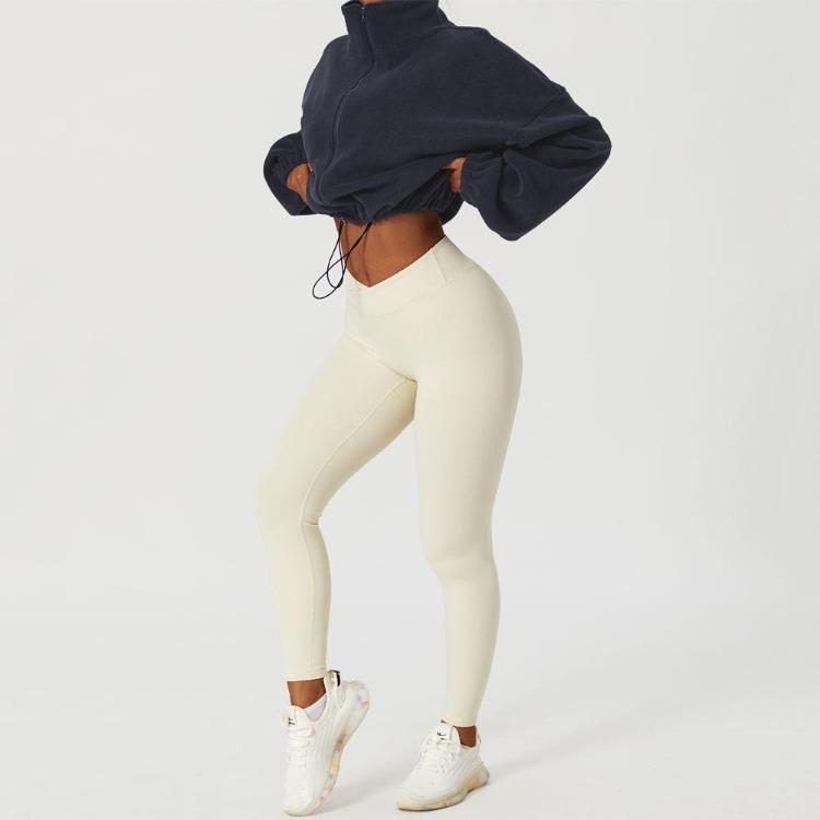 Women's Fashion Fleece Pullover Solid Color Sweatshirt Top with Warm Stand Collar Zipper Long Sleeve