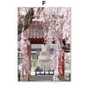 Japan Sakura Fuji Mountain Deer Gebäude Wand Kunst Leinwand Malerei Nordic Poster Und Drucke Wand Bilder Für Wohnzimmer Dekor