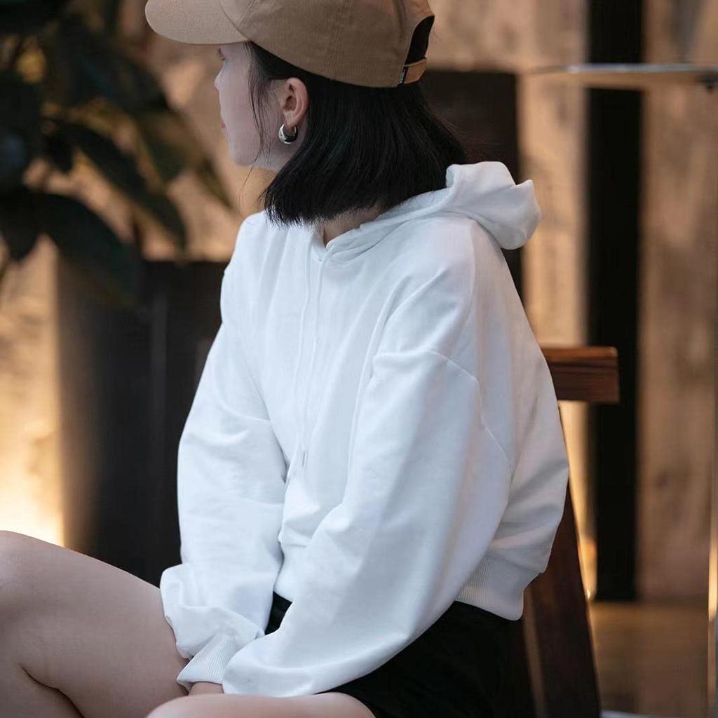 DONLAONE Short Hoodie with Long Hip Hop Dance Solid Color Size Women's Sleeves, Lightweight, Midriff-Baring, Costume, Jazz, Cute, Spring/Autumn/Winter