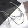 Metal Buckle Waist Belt Chain Titanium Steel Multi Layer Design
