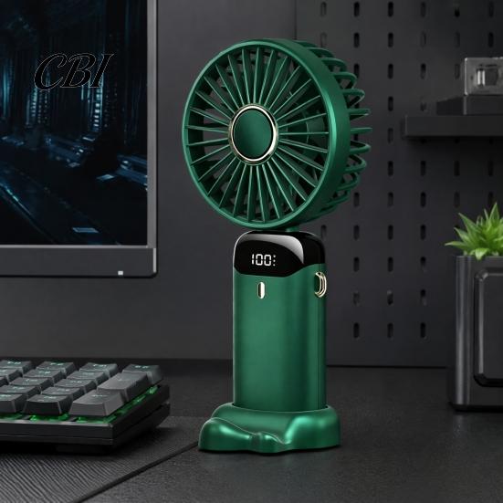 Battery Operated Fan Foldable Handheld Fan, Rechargeable USB Mini Desk with 5 Speed, Adjustable Speed LED Display, Portable Personal Cooling for Home