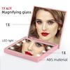 1 Set Led Button Square Folding Mirror Pocket Custom Logo Portable Travel Makeup Mirror
