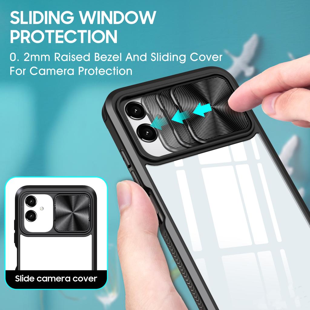 Shockproof Transparent Case for Samsung Galaxy A04E A04S A04 M04 F04 A03S A03 Core A02S Slide Metal Lens Protective Cover