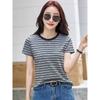 New Striped Loose Plus Size Short Sleeve Women's T-Shirt Summer Retro Round Neck Fashion Casual Stylish Age-Reducing