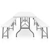 VidaXL Table pliable de jardin avec 2 bancs 180 cm Acier et PEHD Blanc