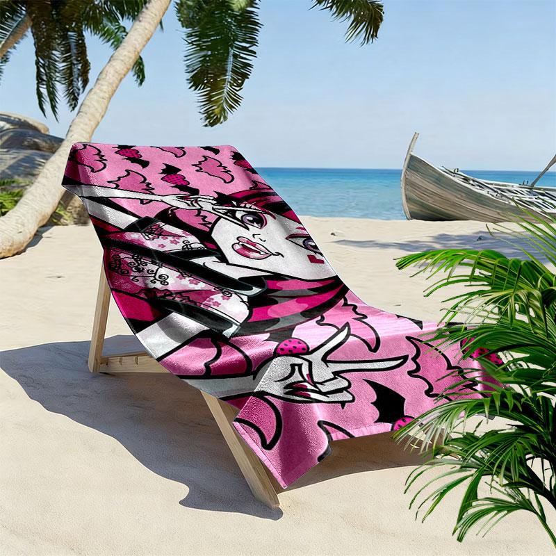 Ula Cartoon Print Beach Towel, Large Soft Quick Dry Towel for Beach Camping Swimming