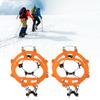 2Pcs Ice Traction Cleats Anti Skid Shoe Crampon Cover Snow Grips with 8 Spikes for Hiking Walking Mountaineering