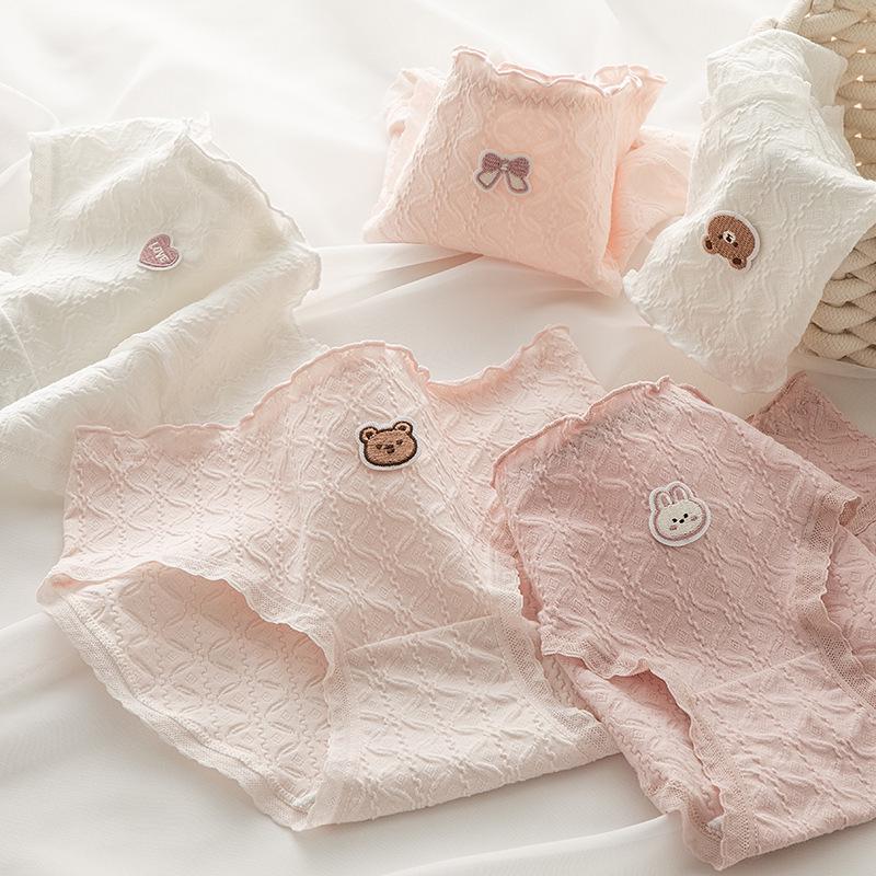 Ladies' Breathable Cartoon Cotton Underwear - Comfortable Antibacterial Waistband Triangle Pants