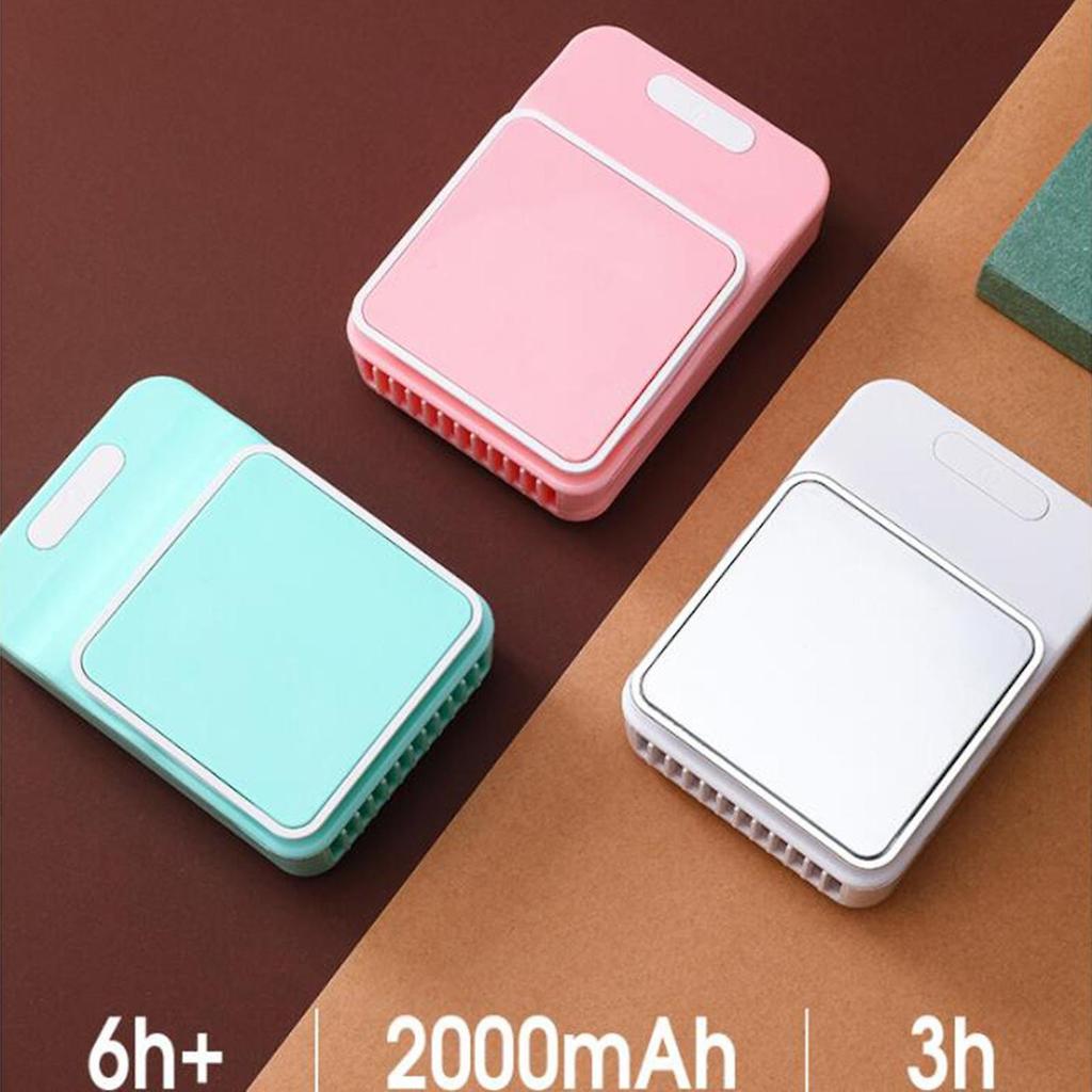 Handsfree Mini Waist Clip Fan 2000mAh Quiet Air Cooler Rechargeable Blue