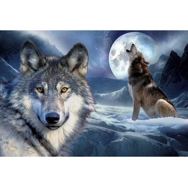 Wolf DIY 5D Diamond Painting Full Round Resin Rhinestone Mosaic Animal Paintings Diamond Embroidery Cross Stitch Home Decor