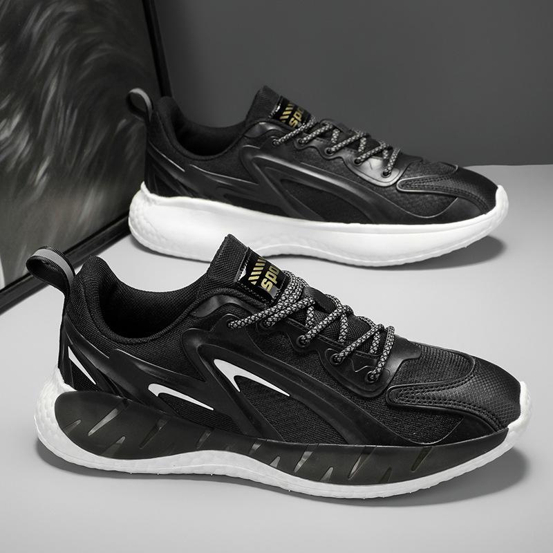 

Мужская обувь 2025 новая весна и лето дышащая сетка повседневная модная спортивная обувь молодежная уличная легкая обувь для бега мужчины 44 чёрный